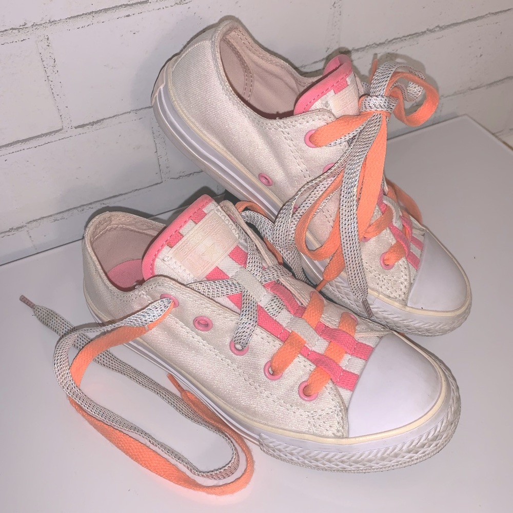 Converse Girls Sparkle Double Laces Cream Pink Size 1